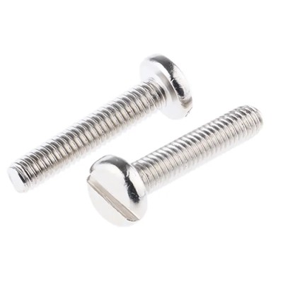 RS PRO Slot Pan Brass Machine Screw 20 mm M4 Nickel Plated DIN 85 482-8672