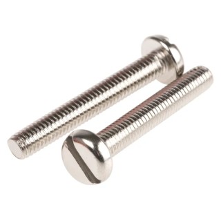 RS PRO Nickel Plated Brass Slot Pan Head Machine Screw M6 Thread 40 mm Length 482-8874