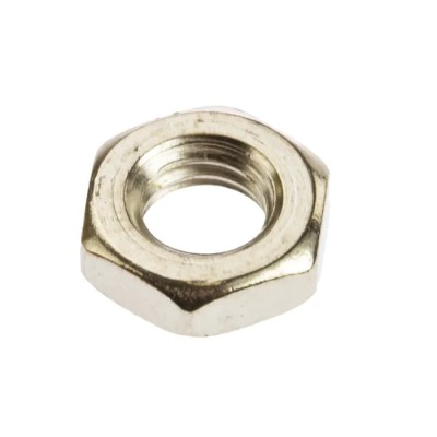 RS PRO Nickel Brass Hex Nut M6 Half Type with Nickel Finish Overall Height 3.2mm DIN 439 B 483-0439