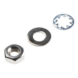 RS PRO Steel and Brass Hex Nut and Internal Tooth Washer Kit M4, 300 Pieces 483-0883