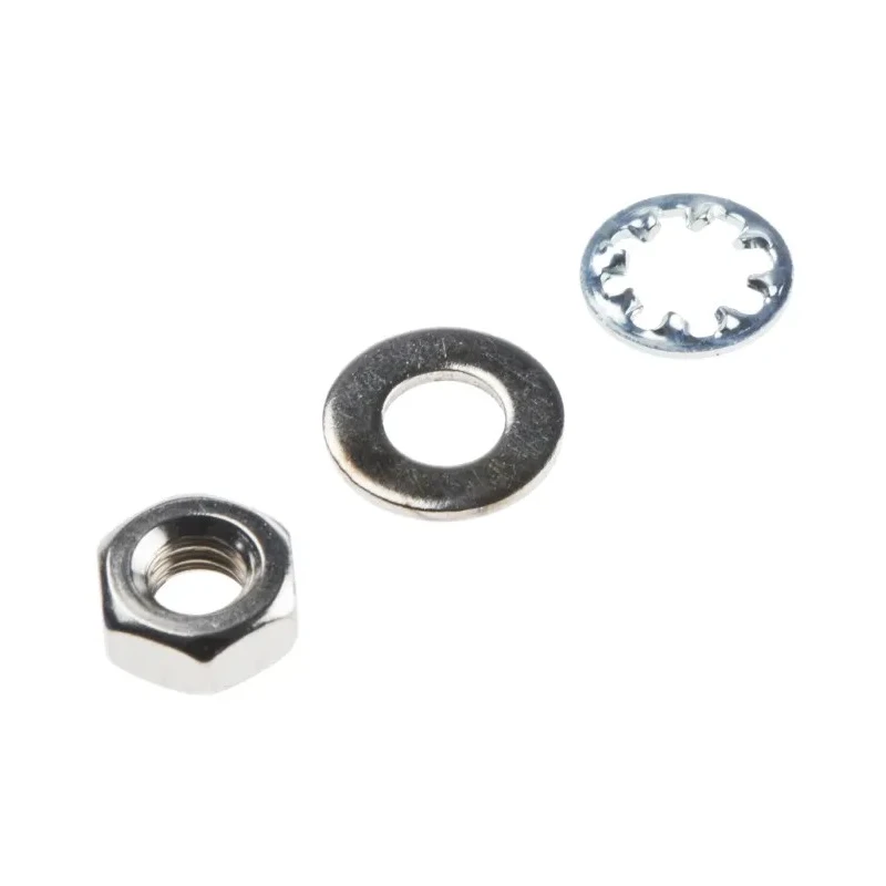 RS PRO Steel and Brass Hex Nut and Internal Tooth Washer Kit M4, 300 Pieces 483-0883