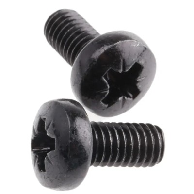 RS PRO Pozidriv Pan Steel Machine Screw Black Passivated 12 mm M6 483-1044