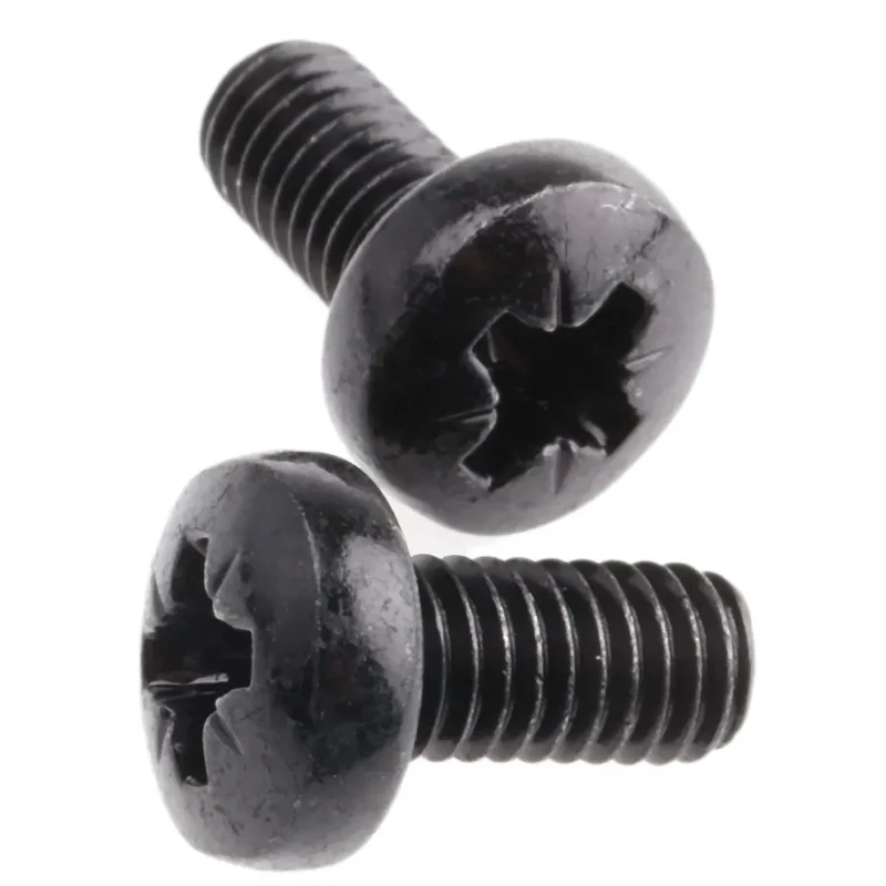 RS PRO Pozidriv Pan Steel Machine Screw Black Passivated 12 mm M6 483-1044