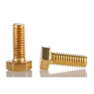 RS PRO Plain Brass Hex Bolt M6 x 16 mm, Plain Finish, DIN 933 483-2362