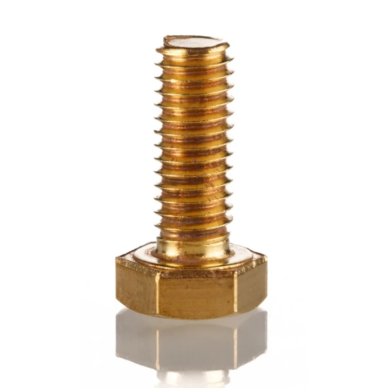 RS PRO Plain Brass Hex Bolt M6 x 16 mm, Plain Finish, DIN 933 483-2362