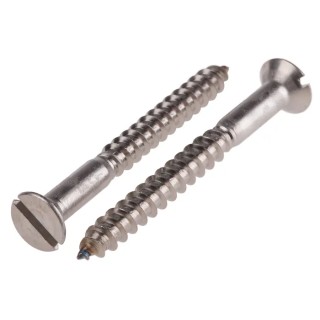 RS PRO Slot Countersunk Stainless Steel Wood Screw Plain Metric Thread 50 mm Length 483-2946