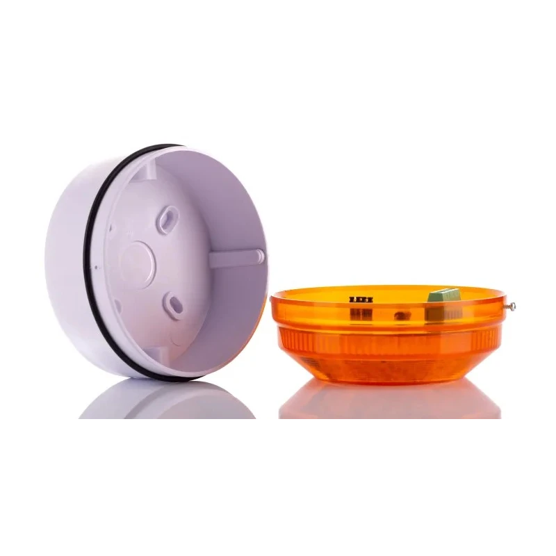 Moflash Industrial LED Amber Beacon 20V AC/DC, Steady and Flashing Light, Side and Rear Mount, IP65 LED195-01WH-SB-01