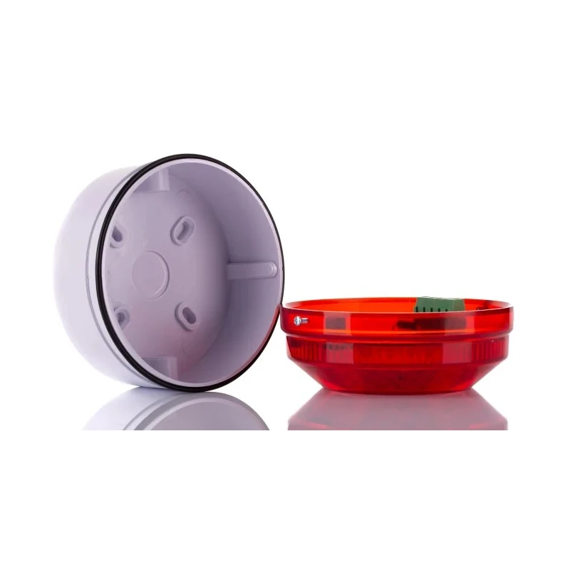 Moflash Industrial LED Red Beacon 20V AC/DC, Flashing Steady Light Effect, Rear Side Mount LED Bulb, IP65 LED195-01WH-SB-02