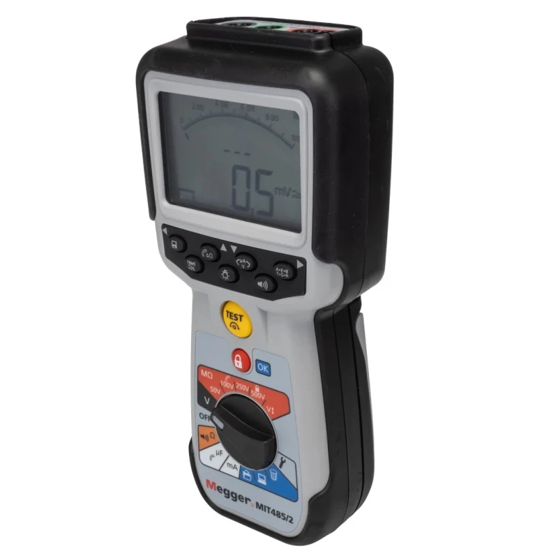Megger Insulation Tester 50 V Min Test Voltage, 500 V Max Test Voltage, 200 GΩ Resistance, CAT IV MIT485