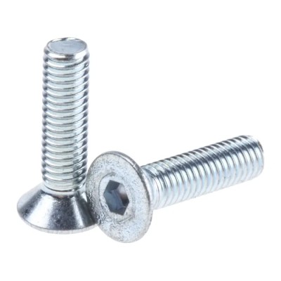 RS PRO Bright Zinc Plated Steel Hex Socket Countersunk Screw M3 x 12 mm 483-9767