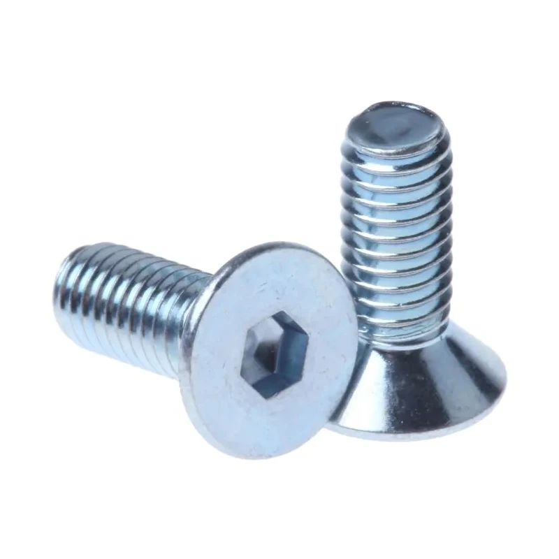 RS PRO Bright Zinc Plated Steel Hex Socket Countersunk Screw M3 x 8 mm 10.9 Grade Steel 1040 N/mm² Yield Strength 483-9751