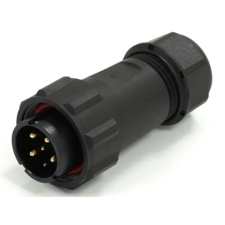 RS PRO Circular Connector Cable Mount 21 mm 6 Contacts Male Plug Threaded IP68 500V 25.5A 233-8270
