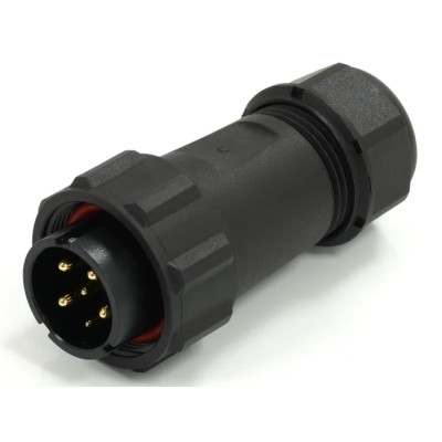 RS PRO Circular Connector Cable Mount 21 mm 6 Contacts Male Plug Threaded IP68 500V 25.5A 233-8270