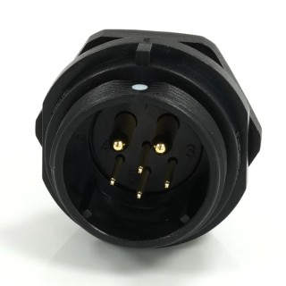 RS PRO Circular Connector 6 Contacts Front Mount 21 mm Socket Male IP68 500V 30.5A 233-8293