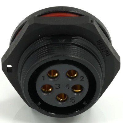 RS PRO Circular Connector Socket Female, 5 Contacts, Rear Mount, 21 mm, Threaded, IP68, 500V, 30A 233-8332
