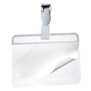 Durable Transparent Polyvinyl Chloride Name Badge 54x90 mm with Combi Clip 8149-19