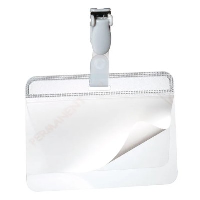 Durable Transparent Polyvinyl Chloride Name Badge 54x90 mm with Combi Clip 8149-19
