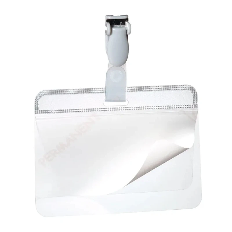 Durable Transparent Polyvinyl Chloride Name Badge 54x90 mm with Combi Clip 8149-19