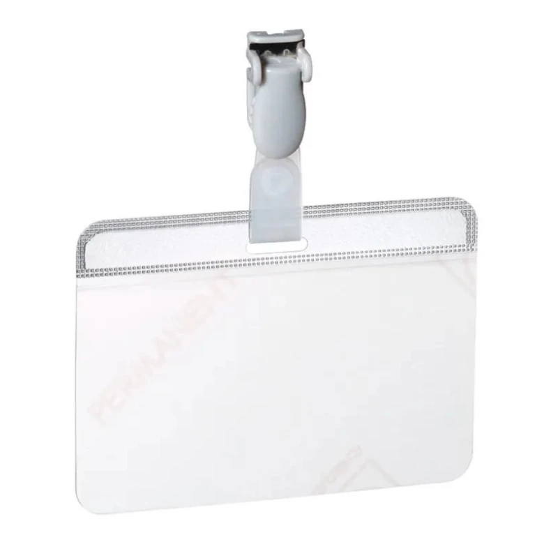Durable Transparent Polyvinyl Chloride Name Badge 54x90 mm with Combi Clip 8149-19