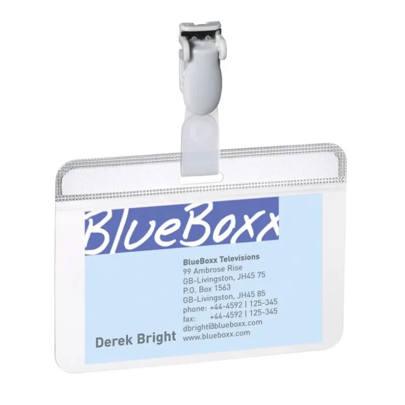 Durable Transparent Polyvinyl Chloride Name Badge 54x90 mm with Combi Clip 8149-19