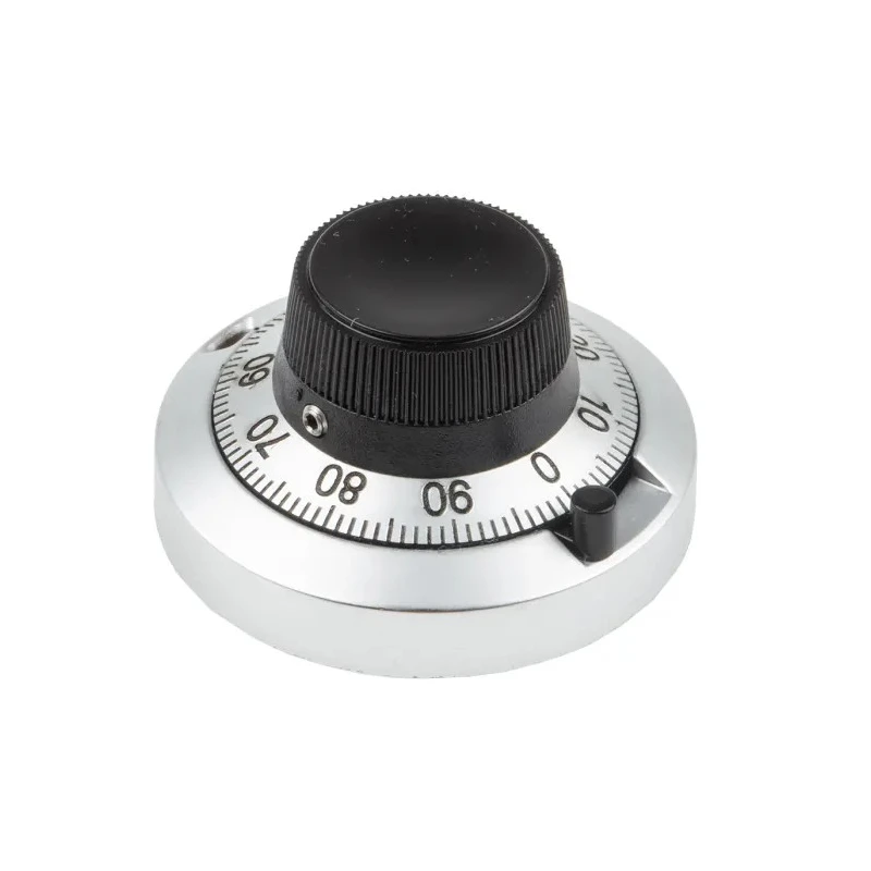 Vishay 46 mm Diameter Chrome Potentiometer Knob for 6.35 mm Circular Shaft 21PA11B10