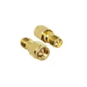 Linx SMA Plug to R-SMA Plug Straight Coaxial Adapter 0 to 18 GHz Frequency Range Gold Plating ADP-SMAM-RPSF-G
