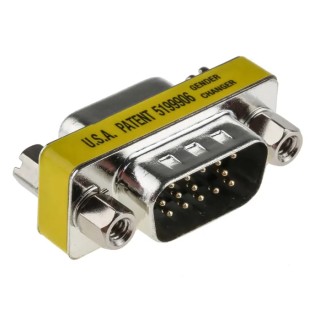 RS PRO D-Sub Adapter 15-Way Male to Female Through Hole Mount Brass Contacts Gold Over Nickel Plating 31.11mm 233-8925