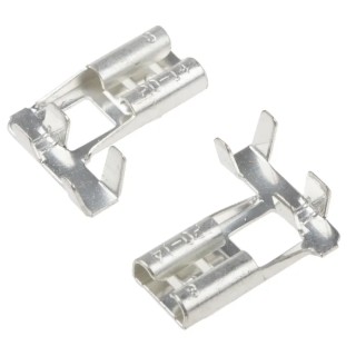 RS PRO Grey Uninsulated Female Spade Connector Crimp 6.35 x 0.8 mm Tab Size 18 AWG to 14 AWG 488-1336