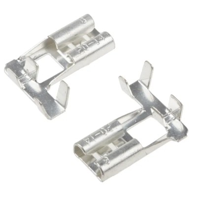 RS PRO Grey Uninsulated Female Spade Connector Crimp 6.35 x 0.8 mm Tab Size 18 AWG to 14 AWG 488-1336