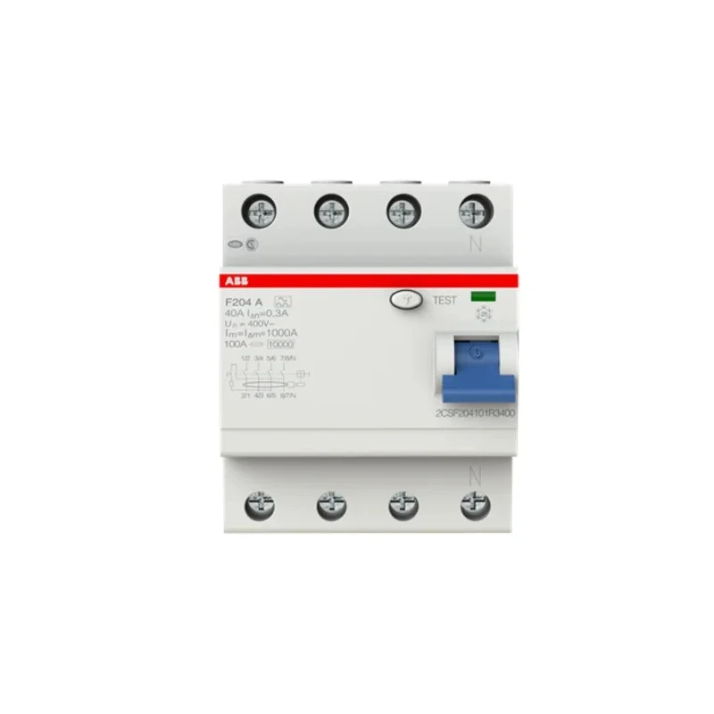 ABB F200 Series Residual Current Circuit Breaker 40A 4-Pole 300 mA Type A 480V AC 2CSF204101R3400 - F204A-40/0.3