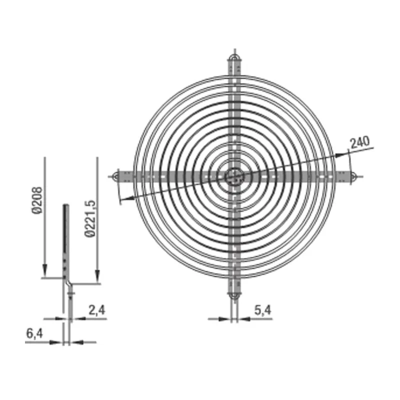 ebm-papst Steel Plastic Coated Finger Guard for 200 mm Fans, 240 mm Hole Spacing, 6.4 mm Depth 78128-2-4039