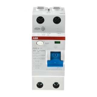 ABB Residual Current Circuit Breaker F200 Series 25A 2-Pole 30 mA Type A 1 kA Breaking 2CSF202101R1250 - F202A-25/0.03