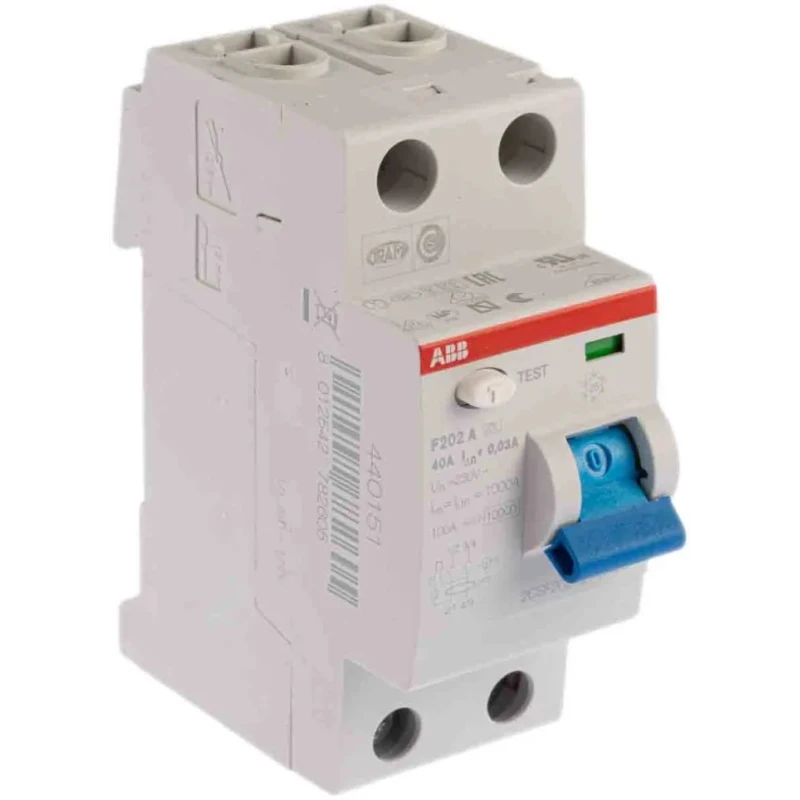 ABB F200 Series Residual Current Circuit Breaker 40A 2-Pole 30mA Type A 1kA 230V ac 2CSF202101R1400 - F202A-40/0.03