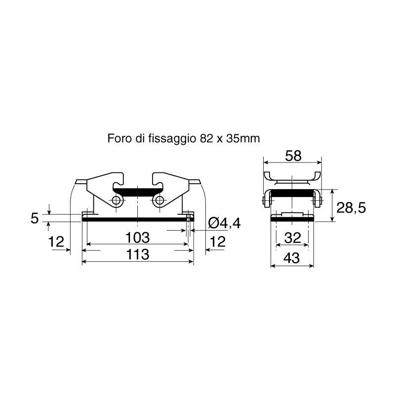 HARTING Han B Range Heavy Duty Power Connector Hood 2 Lever Mount Cable Die Cast Aluminium IP65 19300161731