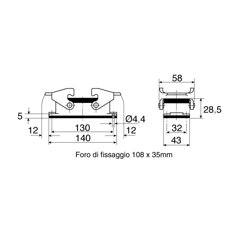 HARTING Han B Range Heavy Duty Power Connector Hood 2 Lever Die Cast Aluminium IP65 Germany 19300241732