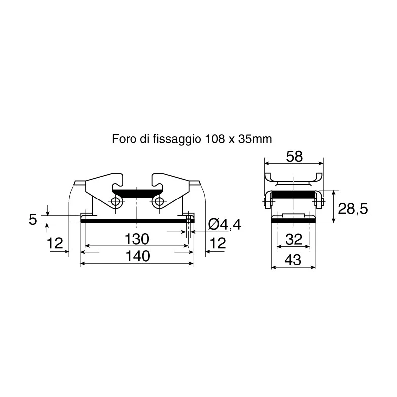 HARTING Han B Range Heavy Duty Power Connector Hood 2 Lever Die Cast Aluminium IP65 Germany 19300241732
