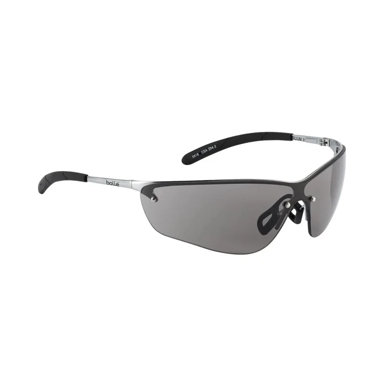 Bolle Safety SILIUM Safety Glasses, Scratch Resistant, Anti-Mist, Smoked Black Polycarbonate Lens, Brass SILPSF