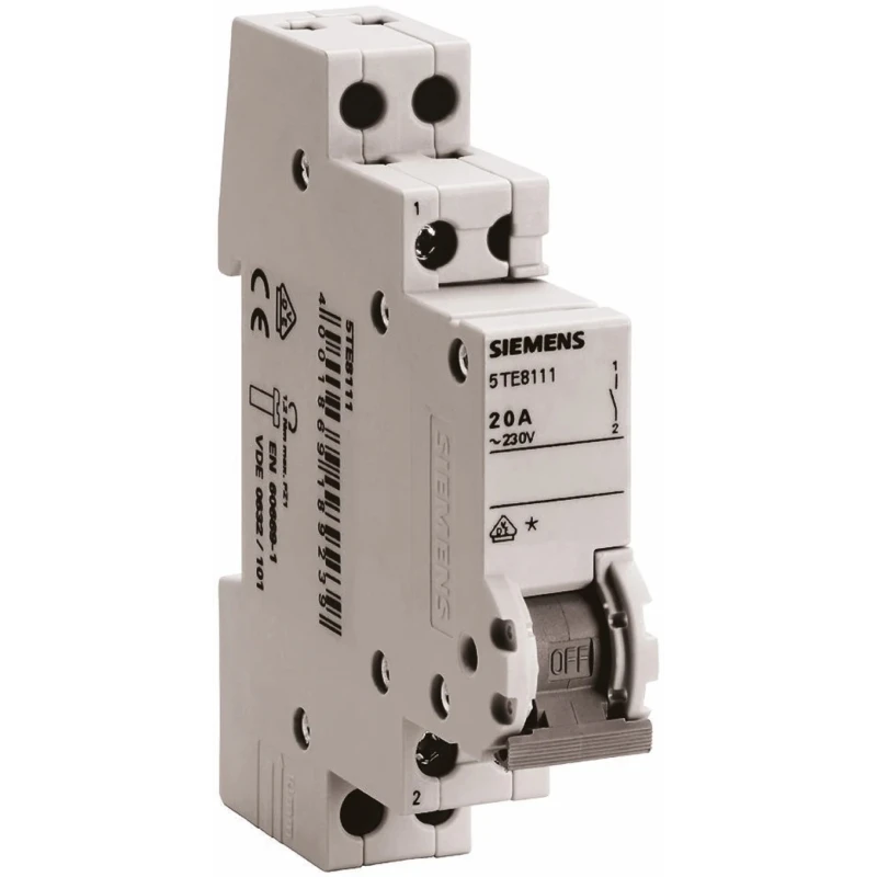 Siemens 1-Pole DIN Rail Isolator Switch 230V AC, 20A, Screw Terminal, Grey Handle 5TE8111