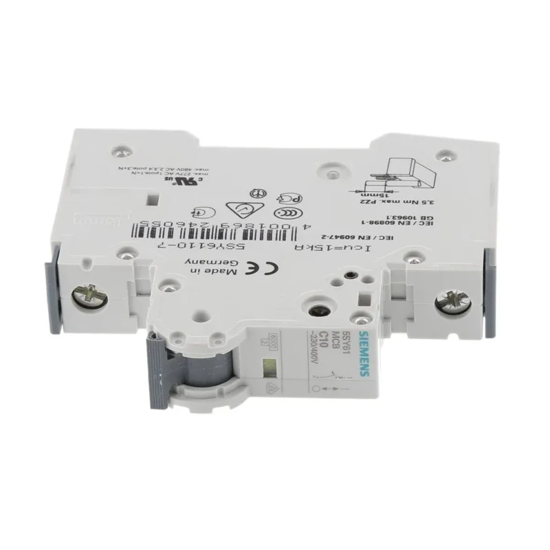 Siemens SENTRON Miniature Circuit Breaker 1-Pole 10A Type C 400V AC 72V DC 6kA Breaking Capacity 5SY6110-7