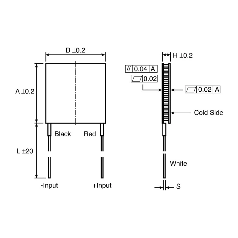 Adaptive Peltier Module Thermoelectric Cooler 20.9 W, 2.2 A, 15.7 V, 10 mm x 25 mm x 3.8 mm ET-127-08-15-RS