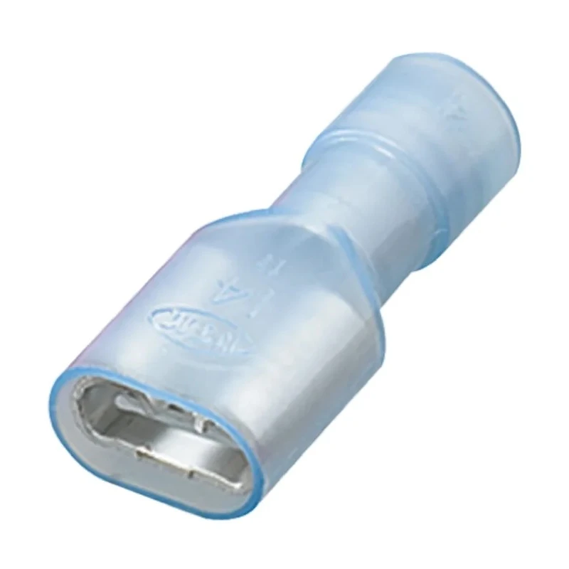 Nichifu Blue Insulated Male Spade Connector Crimp 0.25 x 0.032 in Tab Size 14 AWG HC TMEDN630820-FA-BLUECLEAR
