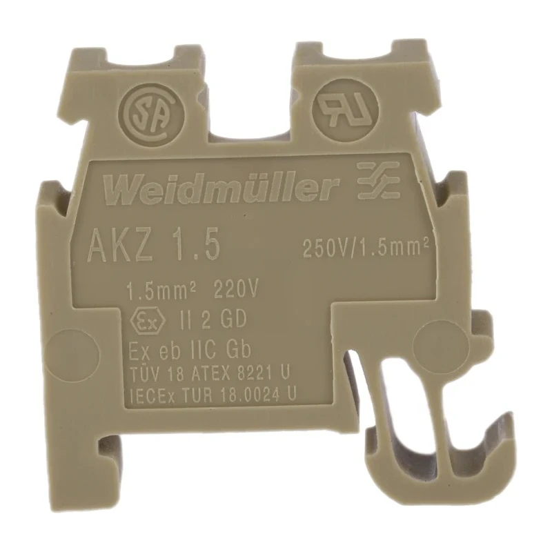 Weidmüller AKZ Series DIN Rail Terminal Block Brown, 1.5mm², 1-Level, Screw Termination, 250V, 24A Current 0340460000