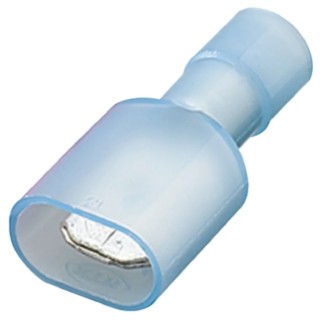 Nichifu Blue Insulated Male Spade Connector Crimp Type 0.25 x 0.032 in Tab Size 14 AWG to 14 AWG HC TMEDN630820-MA-BLUECLEAR