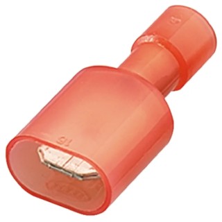 Nichifu TMEDN Red Insulated Male Spade Connector, Crimp, 0.25 x 0.032 in Tab Size 18 AWG to 16 AWG HC TMEDN630809-MA-REDCLEAR