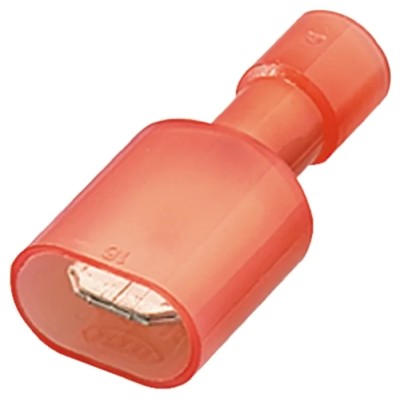 Nichifu TMEDN Red Insulated Male Spade Connector, Crimp, 0.25 x 0.032 in Tab Size 18 AWG to 16 AWG HC TMEDN630809-MA-REDCLEAR