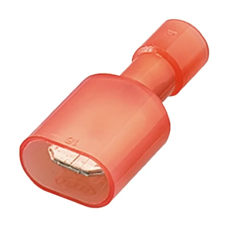 Nichifu TMEDN Red Insulated Male Spade Connector, Crimp, 0.25 x 0.032 in Tab Size 18 AWG to 16 AWG HC TMEDN630809-MA-REDCLEAR