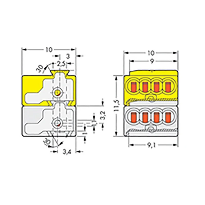 WAGO 243 Series PCB Terminal Block, 5.75 mm Pitch, 6A, 25V, Grey Yellow 243-212
