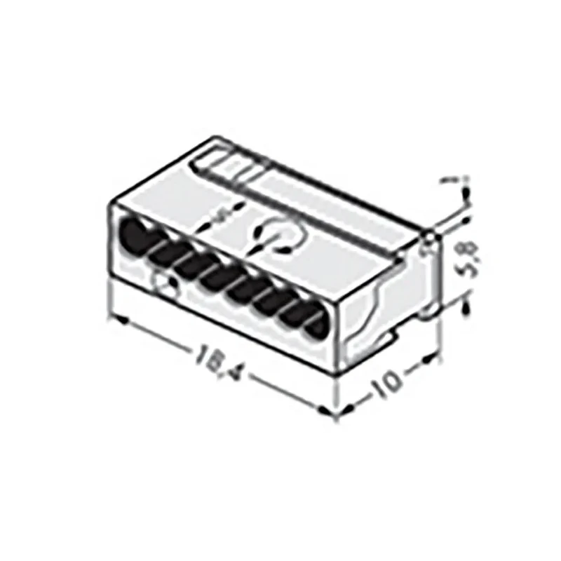 WAGO MICRO PUSH WIRE Series Junction Box Connector 8-Way 6A Push-in 100V 20, 22 AWG 243-308