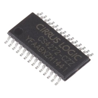 Cirrus Logic Audio Codec IC, 2-Channel, 24 Bit Resolution, Single Power Supply, Surface Mount, TSSOP 28-Pin CS4272-CZZ