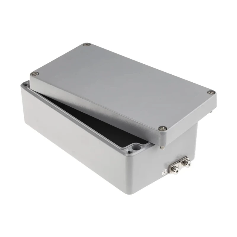 RS PRO Grey Lid Aluminium Enclosure IP68, IP66, IP65, IP67, IK09, 81 mm x 220 mm x 220 mm IP68